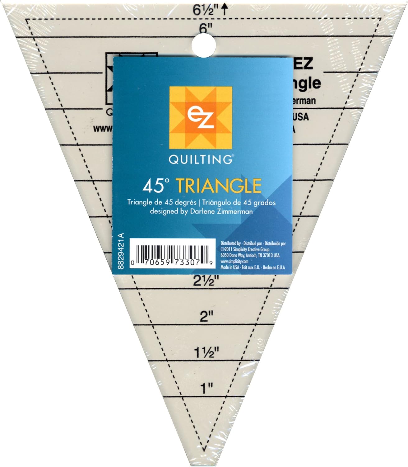 Simpli-EZ 8829421 45-Degree Triangle Quilting Tool, White, Clear