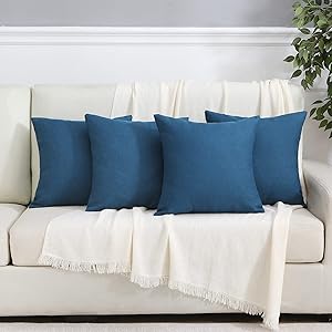 Outdoor Pillow Covers Patio Furniture Waterproof Decorative Square Outside Garden Cushion Throw Pillowcase Shell for Patio Tent Couch Pack of 4 18x18 Inch Navy