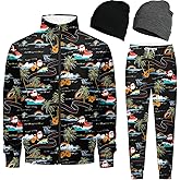 Nosirhoc Men's Tracksuits Sweatsuits 90s 80s outfit for men Athletic Full Zip Sports Sets with 2 knit Cuffed Beanie