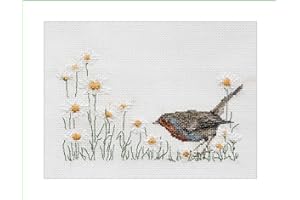 THEA GOUVERNEUR SINCE 1959 Thea Gouverneur - Counted Cross Stitch Kit - Summer Robin Bird - Aida - 16 Count - Embroidery Kit for Adults - DMC Embroidery Threads and Other Cross Stitch Supplies Included - 792A