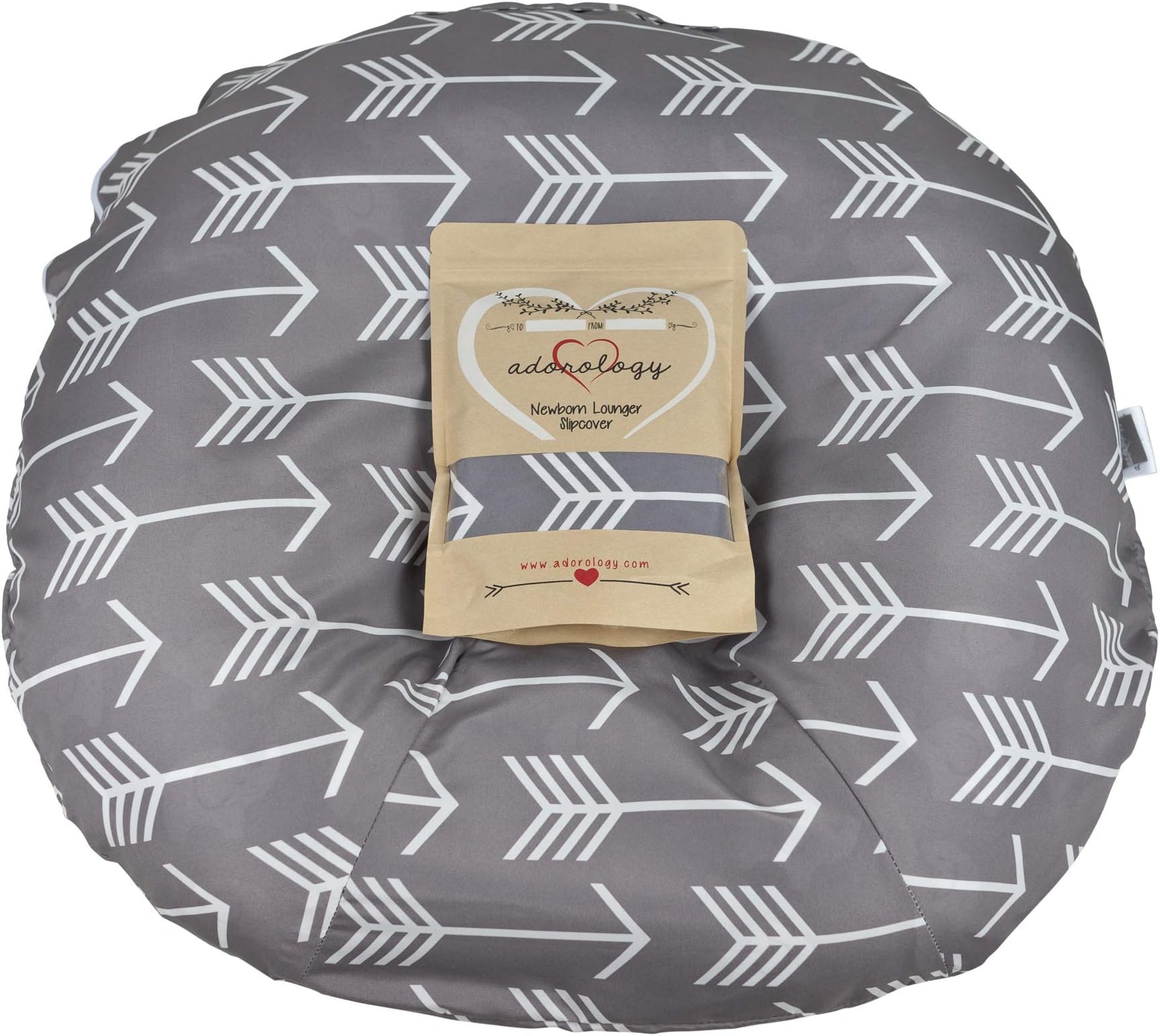 Newborn Lounger Slipcover, Gray White Arrow Design, Water Resistant Infant Pillow Cover, Great for Any Mom to Be by Adorology
