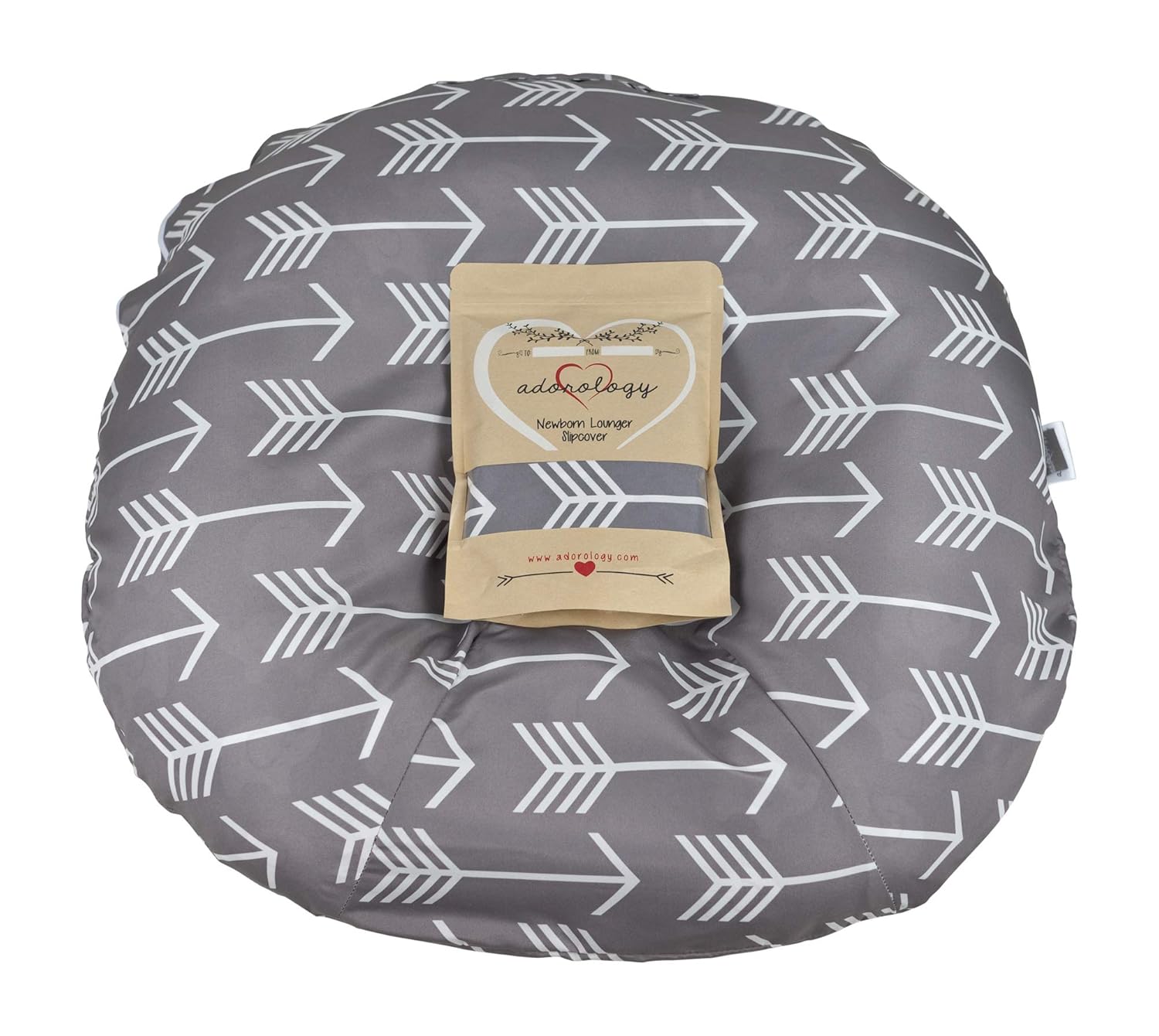 Adorology Newborn Lounger Slipcover | Gray White Arrow Design | Water Resistant Infant Pillow Cover | Great for Any Mom to Be