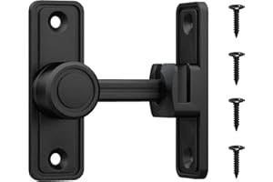 RETRIN Barn Door Privacy Latch, 90°/180° Swing Slide Lock, Zinc-Alloy, Adhesive or Screw Mount, Interior Use for Bathroom/Bedroom/Closet/Shed, Includes Screws & Glue - Black