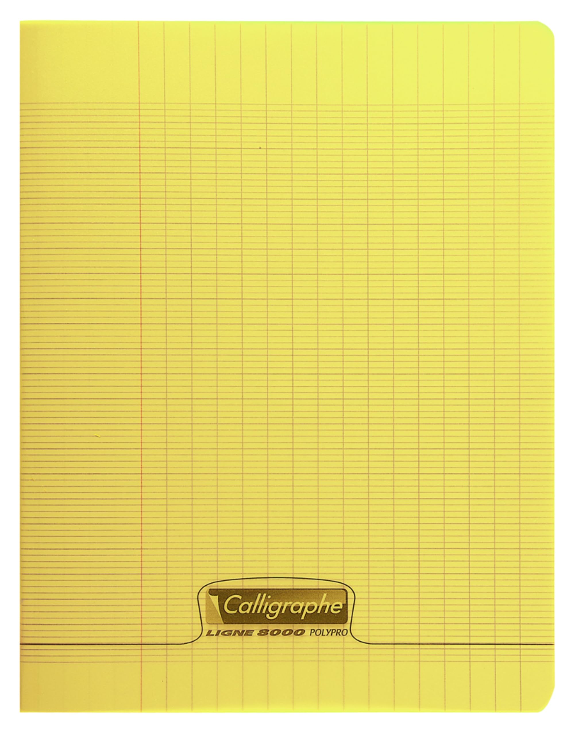 Calligrapher 18294C A Yellow Stapled Notebook (a Clairefontaine Brand) - 24x32 cm - 140 Seyes TriColoure Pages - 90 g White Paper - Transparent Polypro Cover