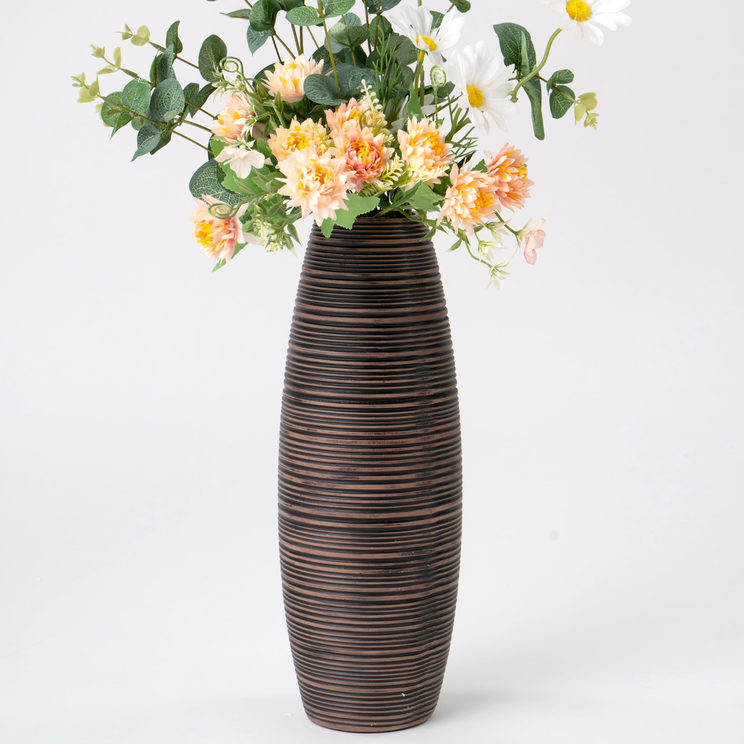 Leewadee - Brown Floor Vase for Pampas Grass, Large Flower Vase for Home Decor, 34 cm, Resin — image 1