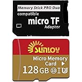 PSP Memory Stick Adapter with 128GB Micro SD Card, Micro SD/SDHC/SDXC to Memory Stick PRO Duo MagicGate Card Compatible with PlayStation Portable, Camera, Handycam, Smartphone, PSP 1000/2000/3000