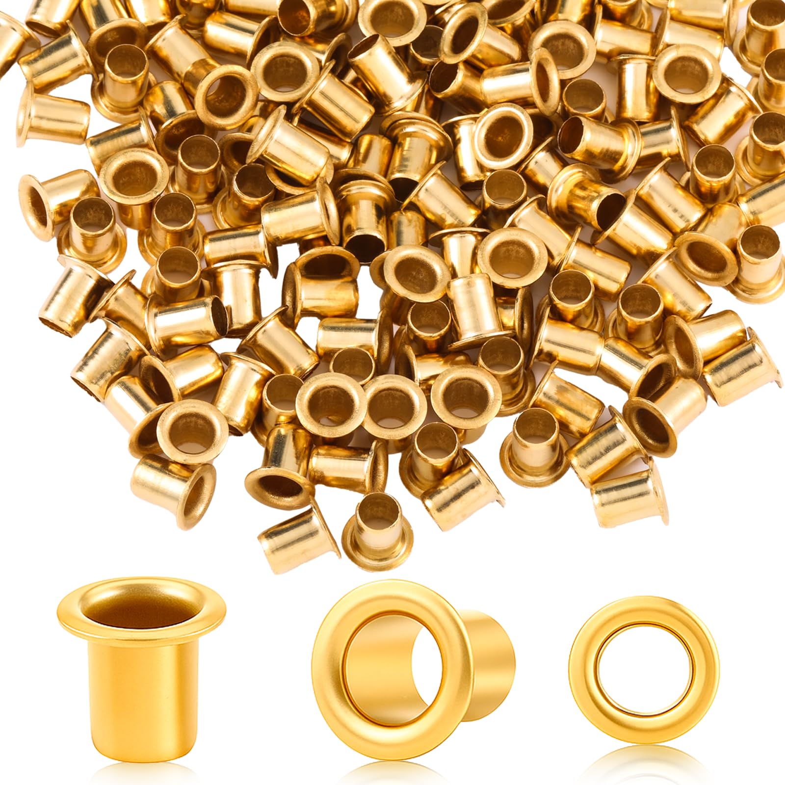 Photo 1 of 150 Pieces 1/4 Inch Shelf Pin Sleeves, Shelf Pin Caps, Brass Cabinet Shelf Pins Reinforcement Grommets for Kitchen Furniture Support Pegs