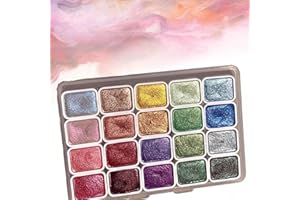 20 Color Shifting Watercolor Paint Set, Glitter Watercolour Solid Paint Box Palette, Drawing Supplies Shimmer Metallic Glitte