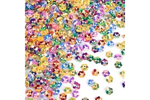 OIIKI 3000PCS 3D Flower Resin Beads Caps, 10mm Colorful Sequins for Crafts, Flower End Caps, Loose Sequins Beads Decorative Accessories for DIY Jewelry Making, Earrings, Necklace, Clothing