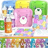 Care Bears Basic Party Pack (for 8 Guests)- Plates, Napkins, Bottle Labels, and Table Cover. Great for Nostalgic Birthdays, Baby Shower, Gender Reveal Party, and 1st Birthdays.