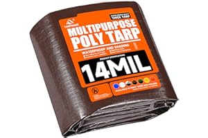 Tarpware 12'x12' Brown/Black Heavy Duty Waterproof Full Size Tarp, Durable Poly Tarpaulin with Grommets&Reinforced Edges, UV Resistant Tarp Cover for Vehicle/Pool Cover/Boat/Tent/Construction site