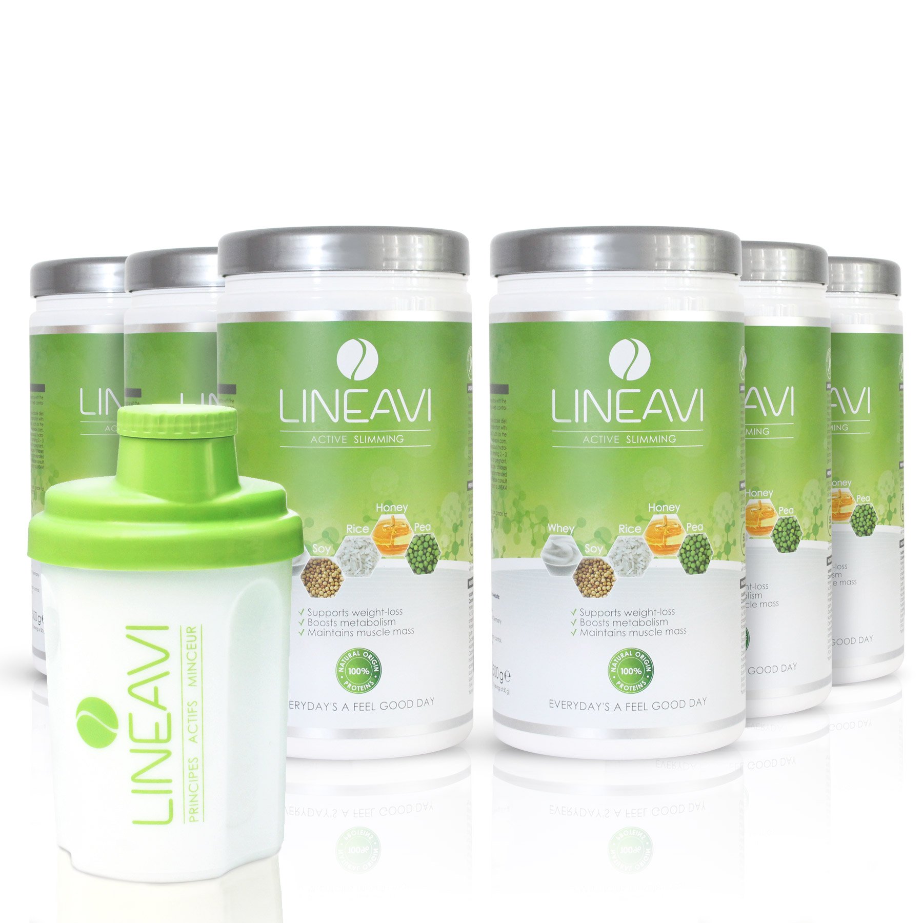LINEAVI Active Slimming, protein meal replacement powder, balanced diet drink, mix of soy, pea, rice and whey proteins, lactose free and gluten free, made in Germany, 6x500g