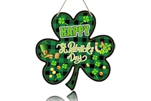 SEIMIP St Patrick's Day Wreaths for Front Door Lucky Clover Welcome Wood Sign St Patricks Decoration Door Wreath Green Shamrock Spring Wooden Wreath Hanging Wall Decor Irish Welcome Sign for Indoor Outdoor