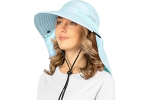 SUN CUBE Wide Brim Sun Hat with Neck Flap, UPF50+ Hiking Safari Fishing Hat for Men Women, Sun Protection Beach Hat