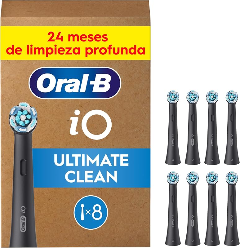 Recargas de escova de dentes elétrica oral-b io ultimate clean, pacote de 8 cabeças, preta - original (tamanho caixa postal)