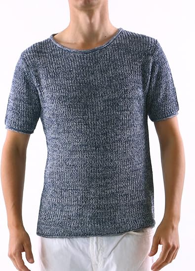 Amazon ビーエス B S 麻混 クルーネック 半袖 ニット メンズ サマーニット セーター ネービー L セーター 通販