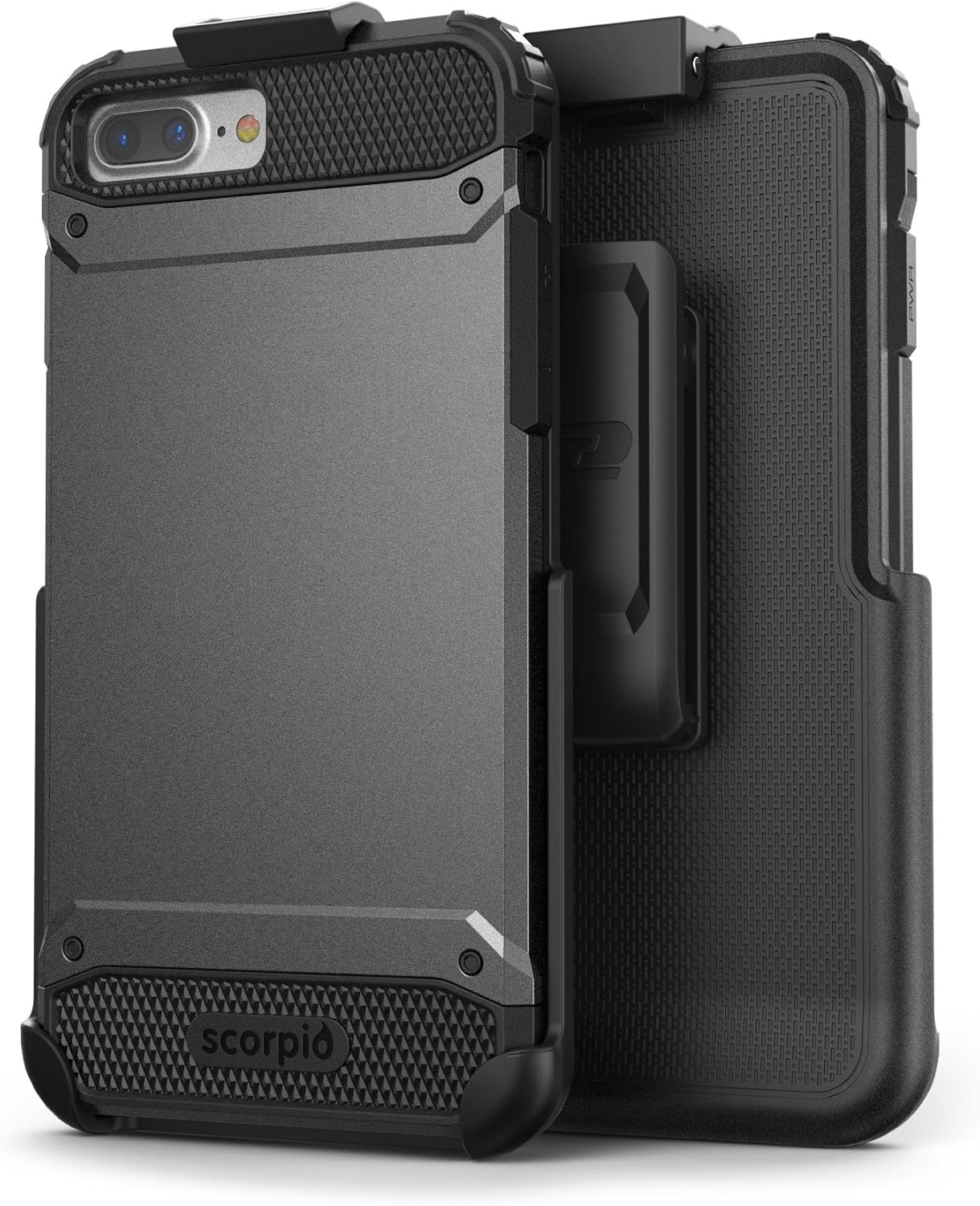 Encased iPhone 8 Plus Belt Clip Holster Case (UE600) - Rugged Case with Holder (Metallic Gray)