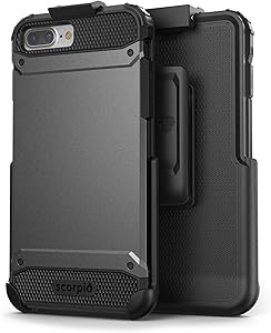 Encased iPhone 8 Plus Belt Clip Holster Case (UE600) - Rugged Case with Holder (Metallic Gray)