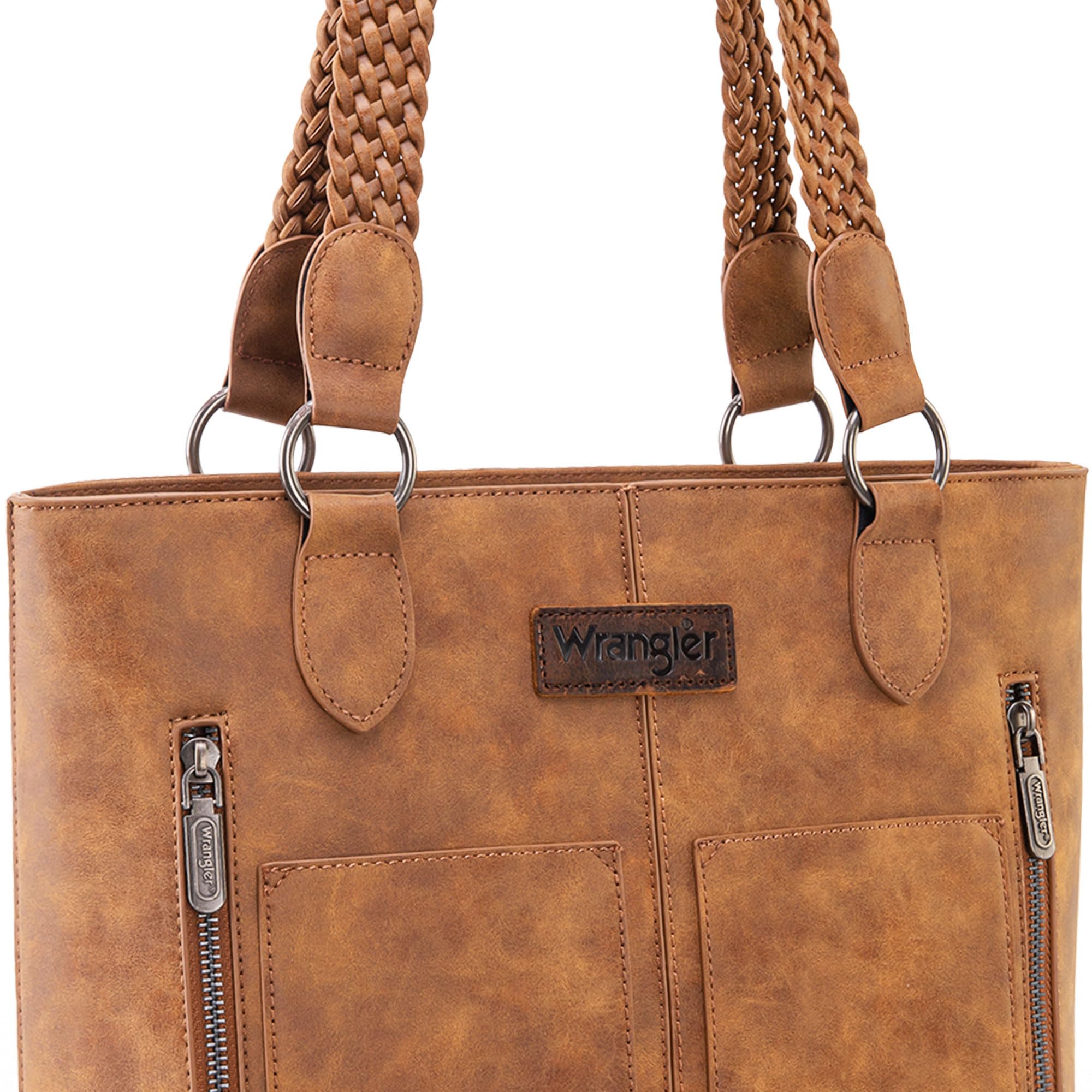 Wrangler Distressed Tote Bag for Women Western Purse Multi Pockets Handbags and Shoulder Bag