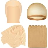 Bouiexye Bald Cap Halloween, 2Pcs Nylon Wig Caps 2Pcs Latex Makeup Bald Cap for Adults Women Men Costume Accessory for Theme Halloween Party Cosplay