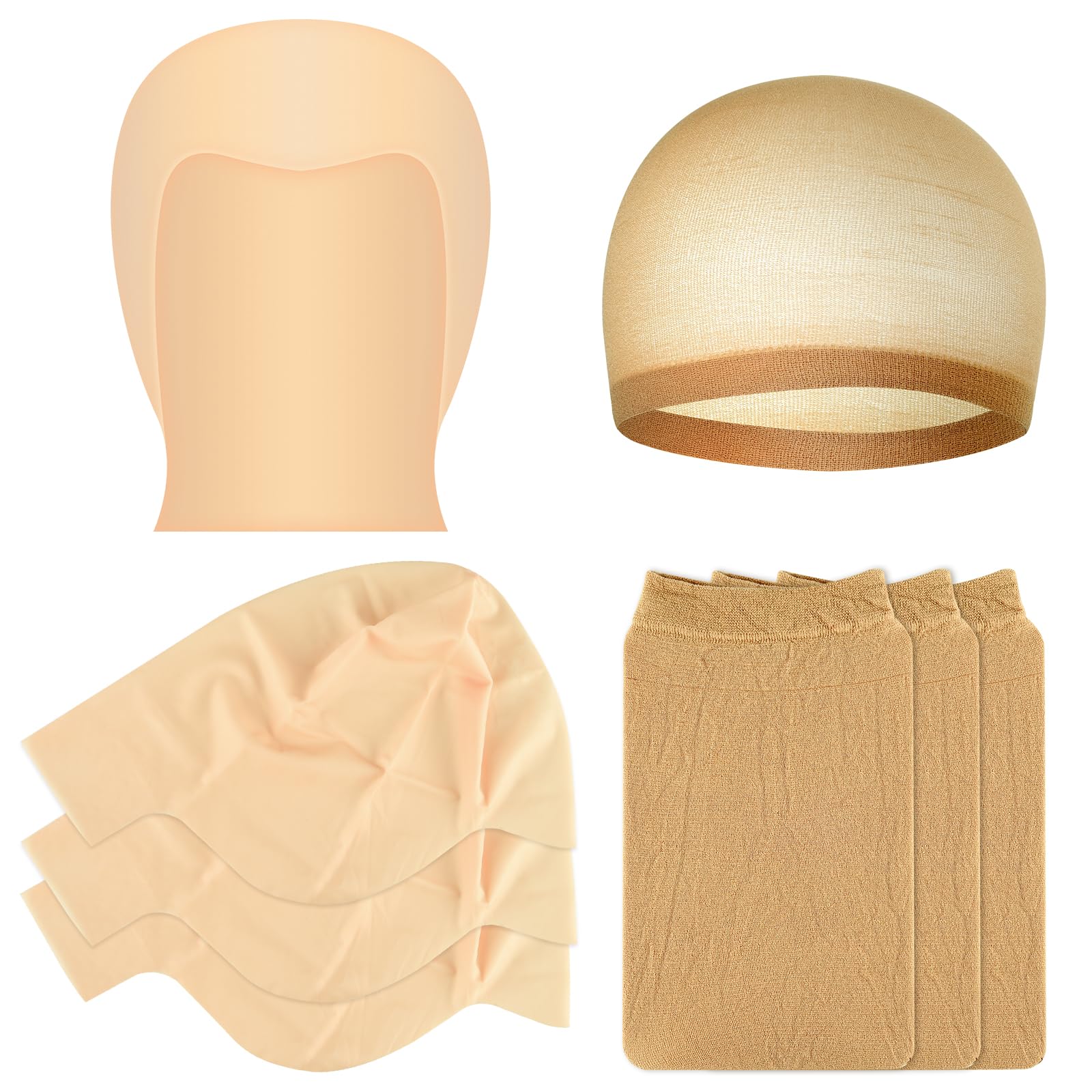 Photo 1 of Bouiexye Bald Cap Halloween, 2Pcs Nylon Wig Caps 2Pcs Latex Makeup Bald Cap for Adults Women Men Costume Accessory for Theme Halloween Party Cosplay