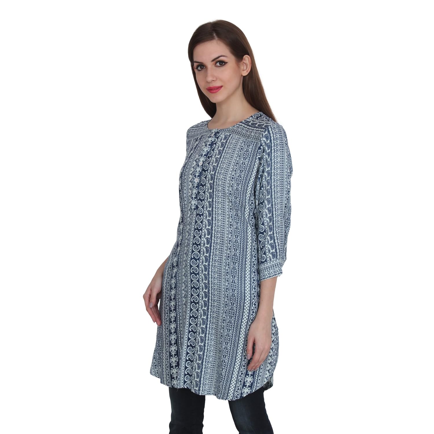 patrorna blended girl's full sleeve a-line tunic tops in multi-colour (lg6s053mc)