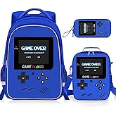 ZHIMEBYE Backpack for School Boys,3pcs Boys Backpack and Lunch Box Set for Elementary Middle School, 17″ Video Game Bookbag for Ages 6-18 Kids Children Teens