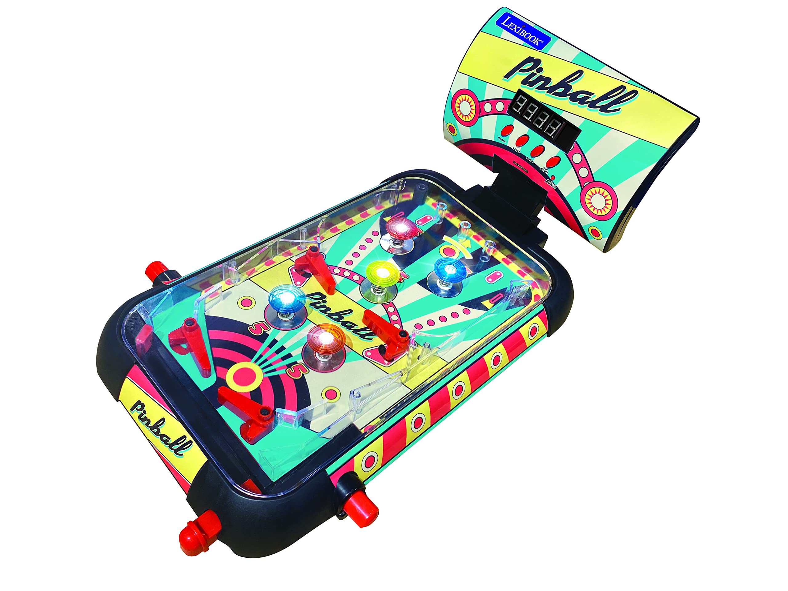 LEXIBOOK, Electronic table pinball, Action and reflex game for children and family, LCD screen, light and sound effects, JG610
