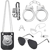 ERDOGLY 6PCS Police Pretend Play Toys Set, Kids Cop Costume Police Officer Costume for Boys Girls with FBI Badge, Toy Handcuffs, Secret Spy Earpiece, Detective Role Play Halloween Dress up Accessories