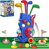 Letapapa Toddler Golf Set, Upgraded Kids Golf Clubs with Putting Mat, Toys for Boys 3 4 5+ Years Old, Indoor Outdoor Sports Golf Toys with 4 Clubs, 8 Balls, 2 Practice Holes, Shoulder Strap, 20 PCS