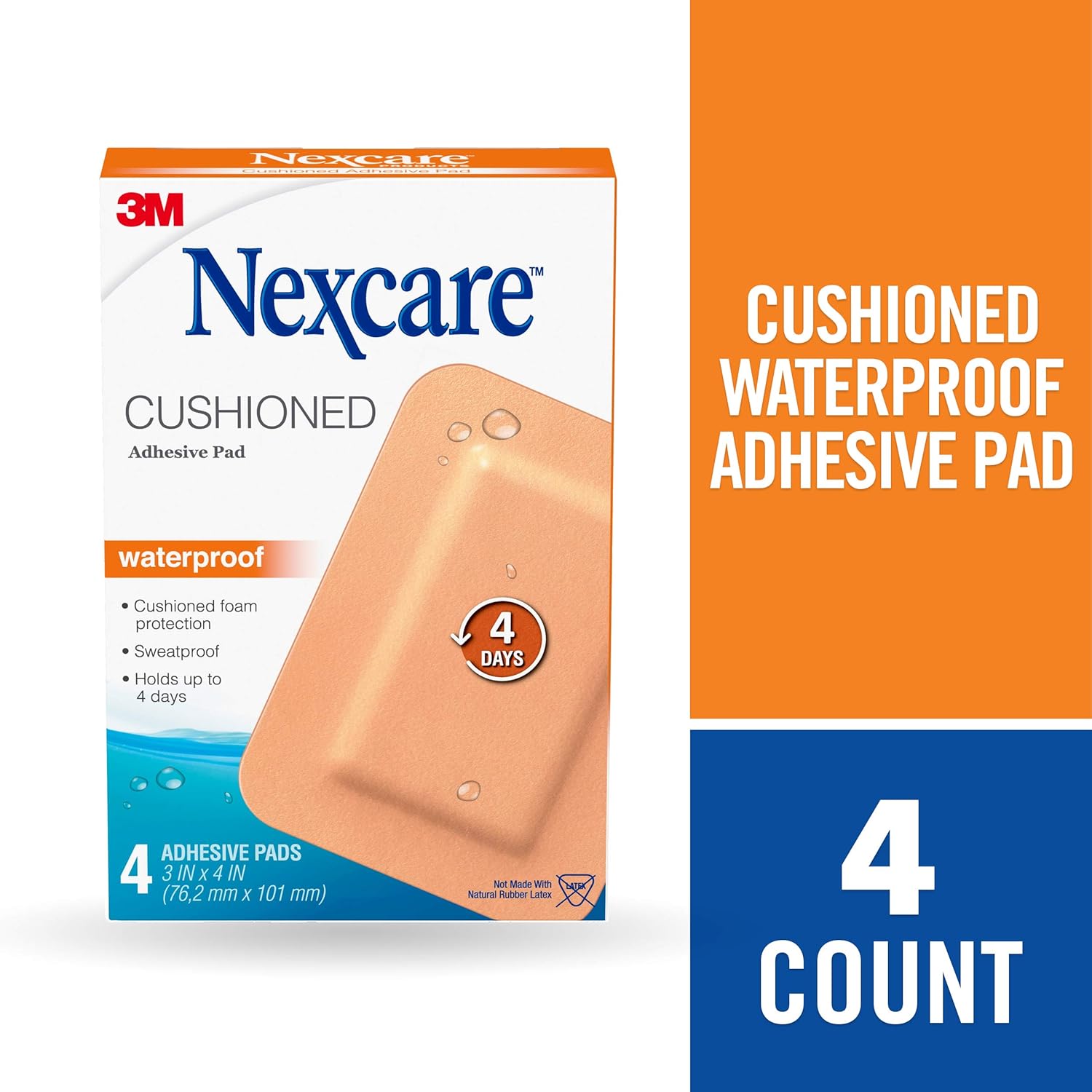 Nexcare Absolute Waterproof Adhesive Gauze Pad, 3 Inches X 4 Inches: Health & Personal Care