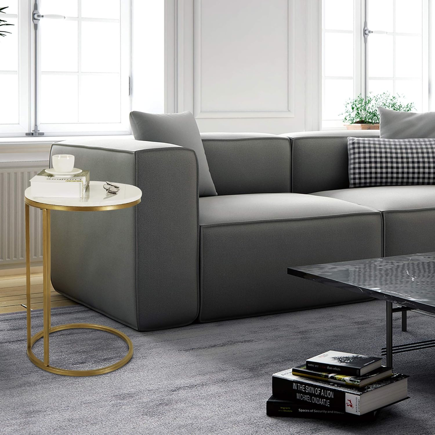 Marble Sofa Laptop C Shaped Side Table for Coffee Sofa Living Room Bedroom: Kitchen & Dining