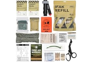 RHINO RESCUE IFAK Refill Kit 17Pcs with CAT Gen-7 Tourniquet, Emergency Tactical First Aid Kit Medical Supplies, IFAK Trauma Kit Combat Pack for Trauma Wound Care, Gunshot, Car & Camping