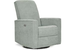 Evolur Harlow Deluxe Upholstered Plush Seating Glider Swivel, Power Recliner with USB Port, Greenguard Gold Certified, Glider Chair for Nursery in Sage