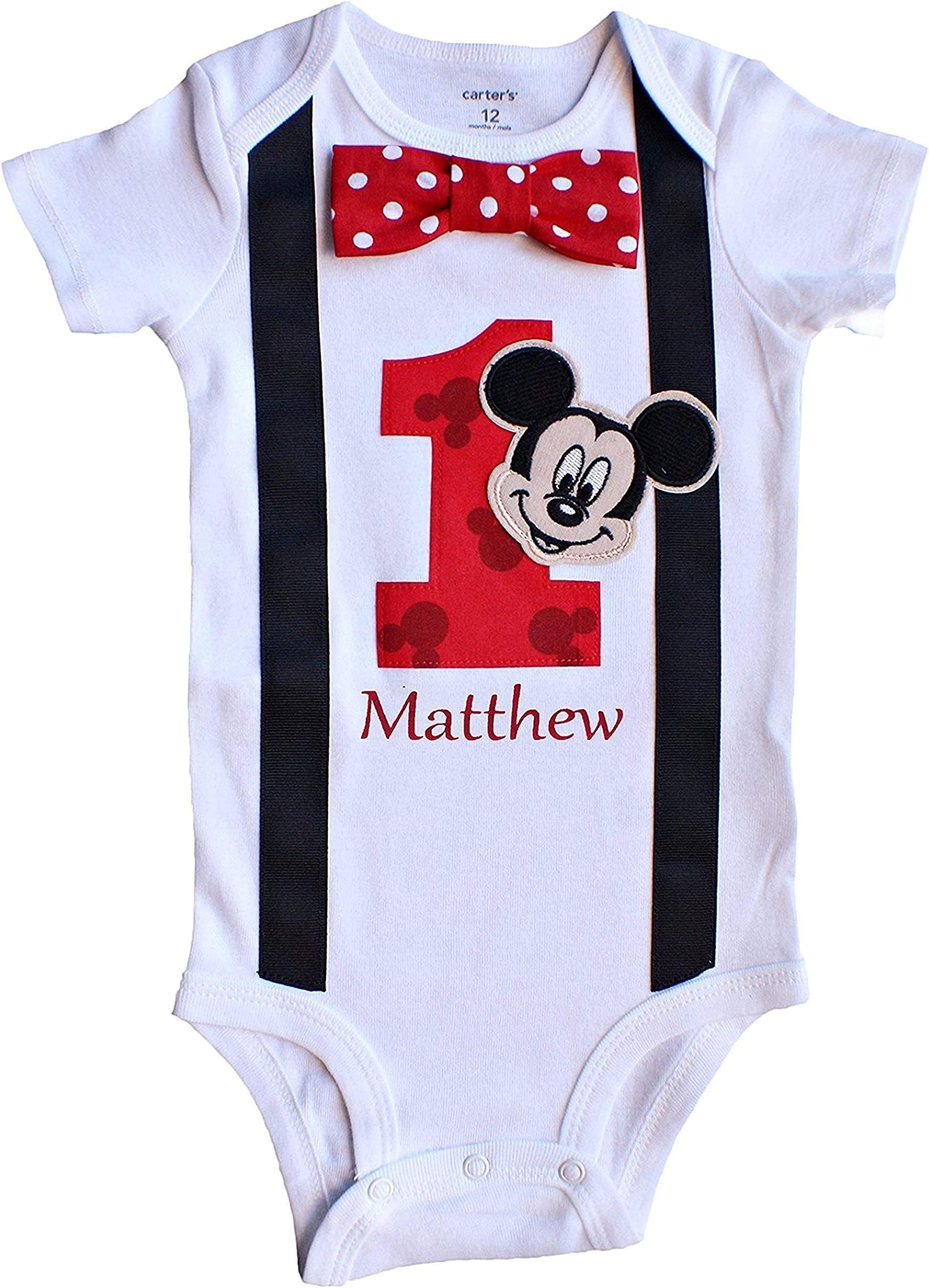 Baby Boys 1st Birthday Outfit Mickey Bodysuit Personalized