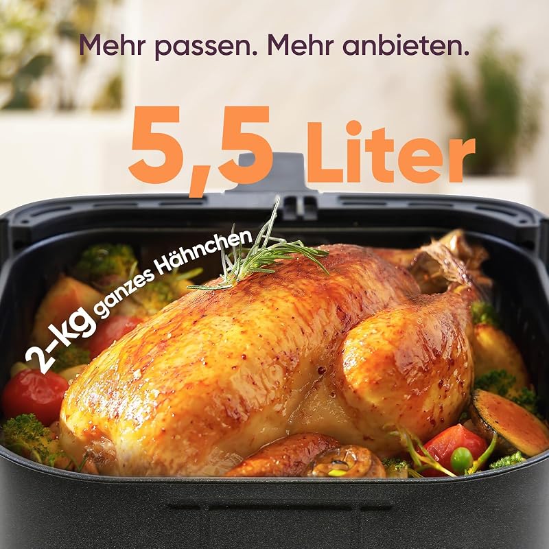 Airfryer, mit Shake-Reminder, 11-in-1 5,5L Heißluftfritteuse