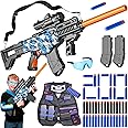 Toy Gun Automatic Sniper Rifle with Lanyard, Electric Realistic Toy Foam Blasters- 200 Darts, Tactical Vest Set, Scope and 2 Clips, Cool Toys for Kids Ages 8-12, Birthday Xmas Gifts for Boys Adults