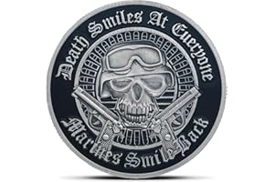 RUMKOU USA Marine Corps Challenge Coin - Death Smiles at Everyone Ideal Gift for Marines and Supporters