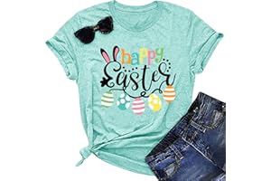 YI XIANG RAN Happy Easter Shirts for Women Easter Bunny T-Shirt Rabbit Graphic Tees Easter Egg Holiday Shirt Tops