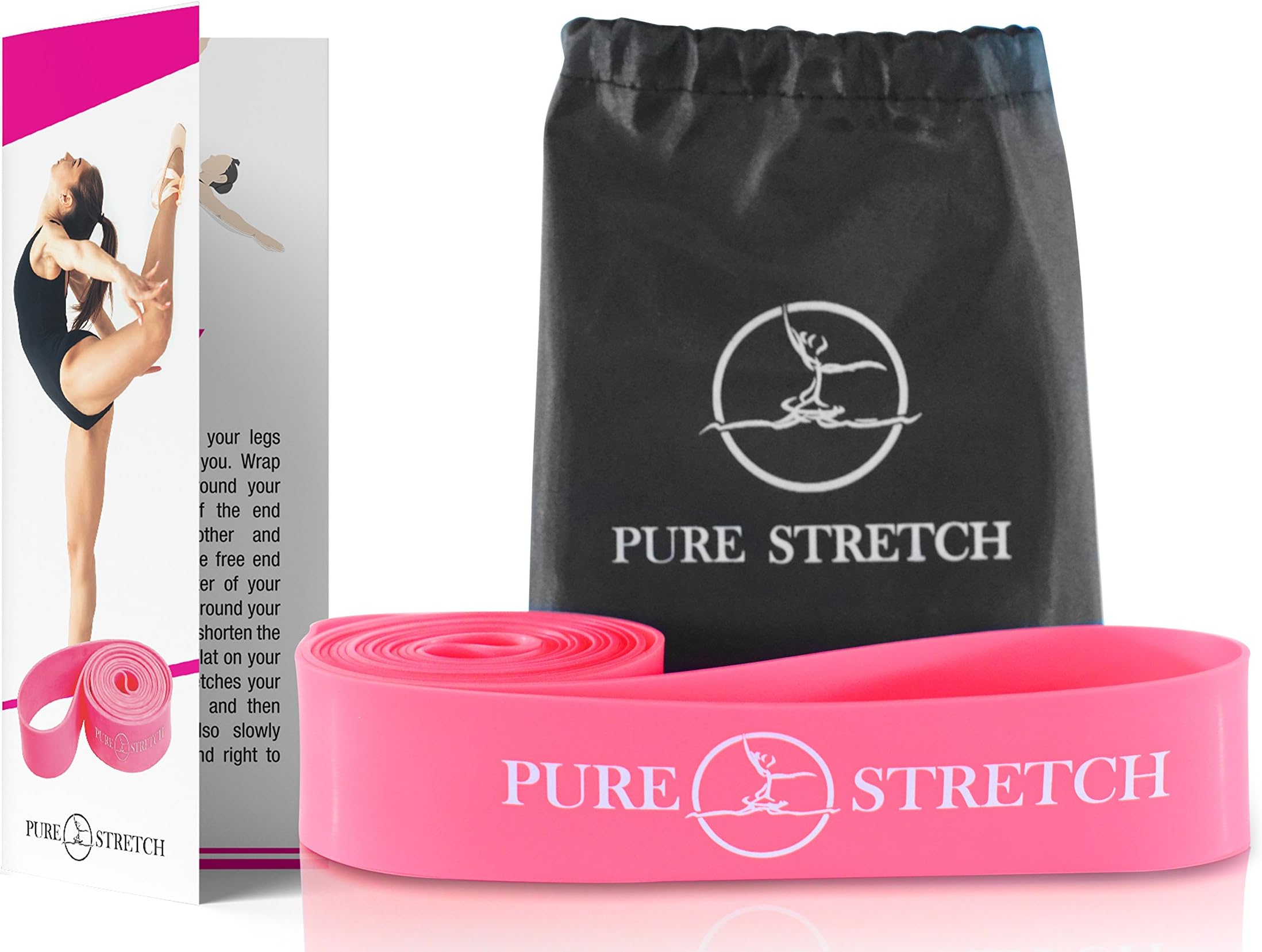 Dance Stretch Band Combo - Pure Stretch - Best Stretch Band for Ballet, Dance, Gymnastics, Resistance, Yoga, Pilates, Physical Therapy, Flexibility. Combo Includes Travel Bag + Pure Stretch Guide