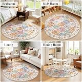 SHACOS Round Rug 120 cm Non Slip Washable Boho Vintage Floral Circle view 6