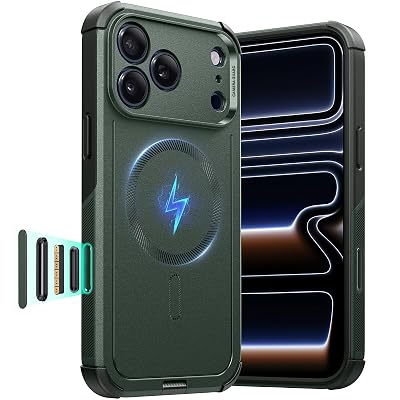 ESR for iPhone 17 Pro Case, 7X Military-Grade Drop Protection, Shock-Absorbing Rugged Cover with Camera Control Button, MagSafe Accessories Compatible, Cyber Series, Olive Green