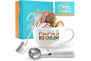 Mkeevee Gifts for Dad Ice Cream Bowl and Scoop Set Papa’s Father's Day Christmas Gifts from Daughter Son Ideal Xmas Birthday 