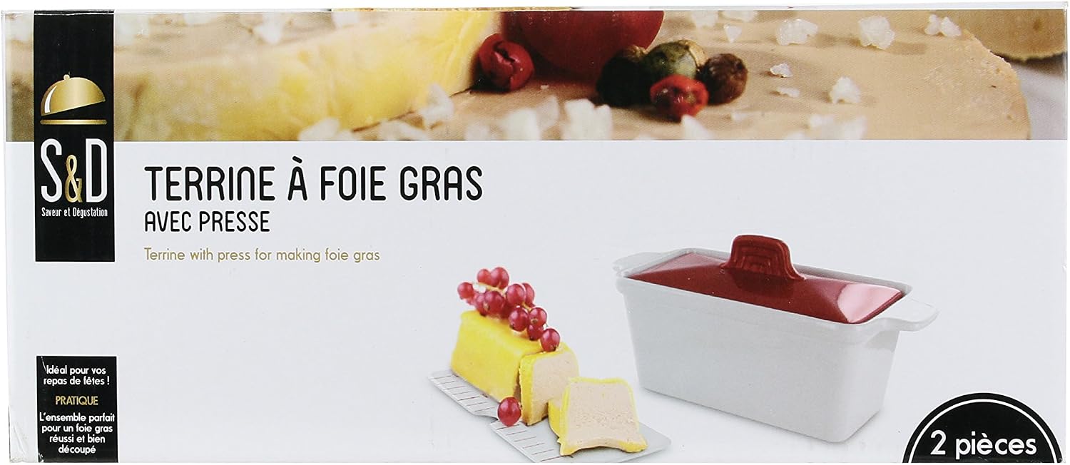 Saveur et Degustation KC2301 Ceramic Foie Gras Tub with Press, 25.5 x 11 x 27 cm, Assorted Colours, red+white/ grey+white - Image 5