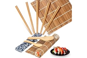MAQIHAN Sushi Making Kit - Premium Sushi Mold Including 2 Sheets Bamboo Sushi Rolling Mat,5 Pairs of Chopsticks,Japanese Styl