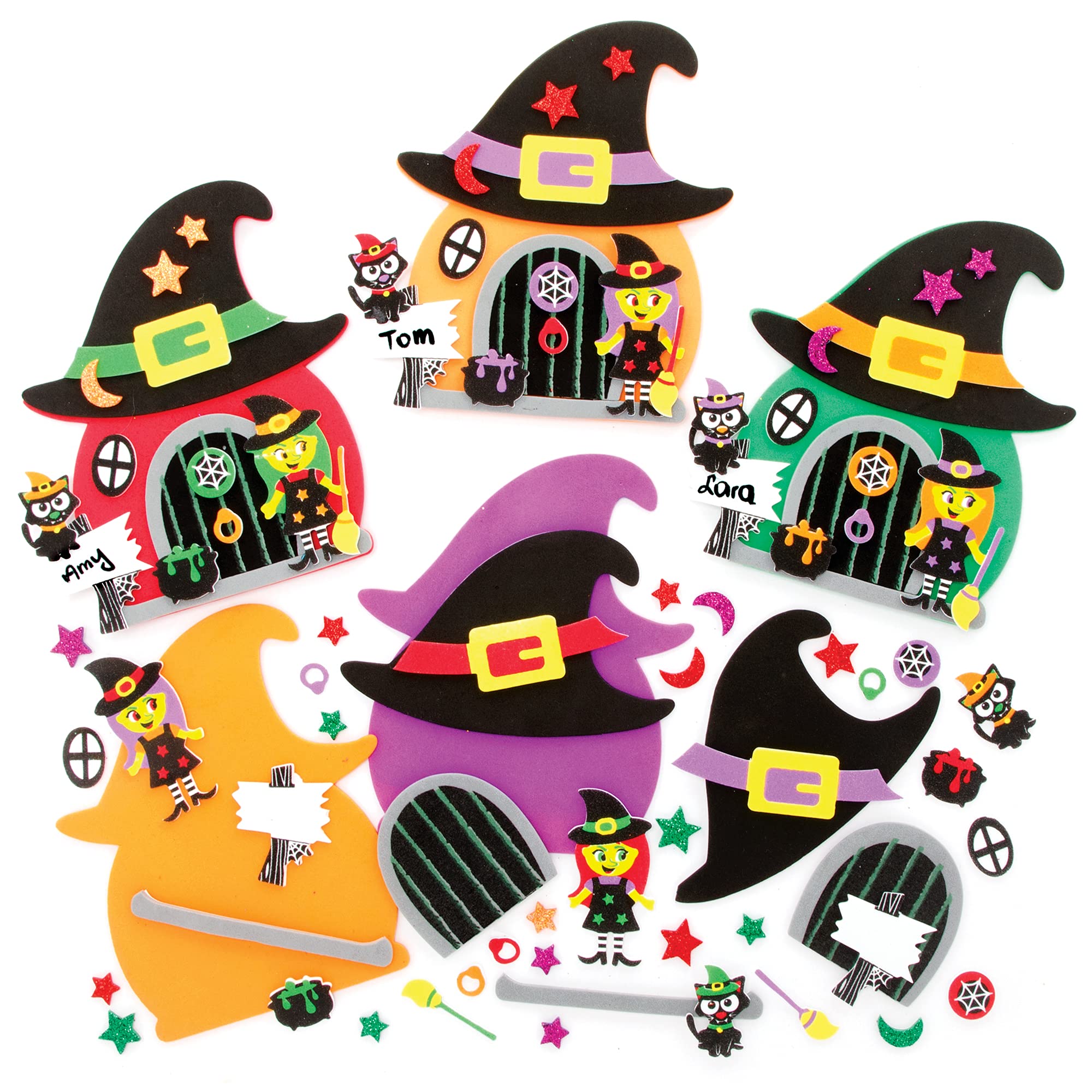 Baker Ross FE723 Witch Door Kits - Pack of 4, Halloween Arts and Crafts for Kids, Make Your Own Halloween Decorations, Creative Activities