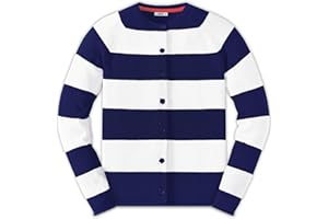 JSTEX Girls Cute Cardigan 100% Cotton Knit Kids Cardigan Long Sleeve Crew Neck Button Sweaters for Girl Size 4-14