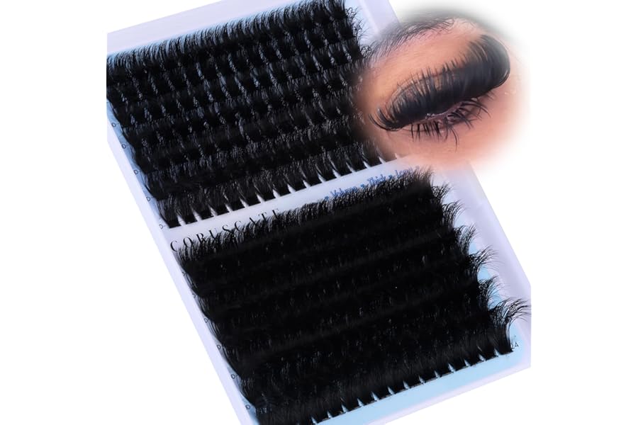 CORUSCATE Eyelash Clusters, Volume Thick Strip Mink 160D+260D Lashes Cluster, Dramatic Full Salon Look Eyelash, 12-24mm Long Lash Extension