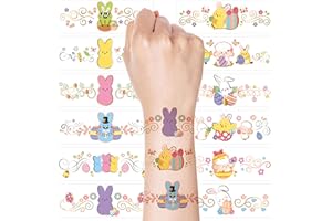 ANGOLIO Easter Bunny Temporary Tattoos - 60Pcs Easter Bunny Temporary Tattoos for Kids Bulk Cute Easter Chick Easter Bunny Easter Eggs Tatto for Easter Party Supplies Favors Goodie Bag Fillers