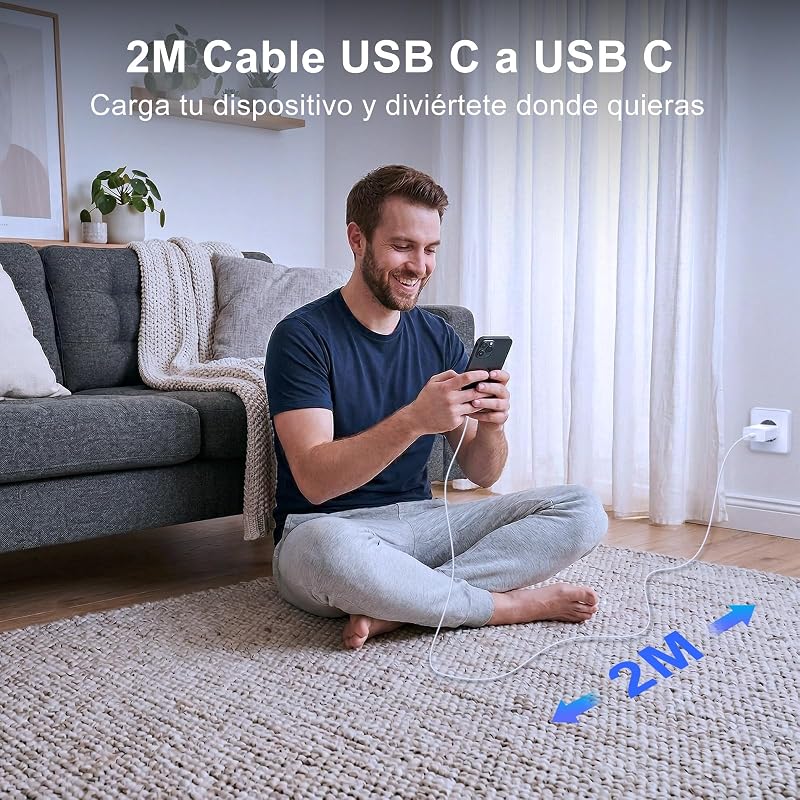 Carregador de Carregamento Rápido de 45W, Carregador Rápido USB C de 45W com Cabo Tipo C 2M para Samsung Galaxy S26/S25/S24/S23/S22/S21 Ultra — foto 6 de 6